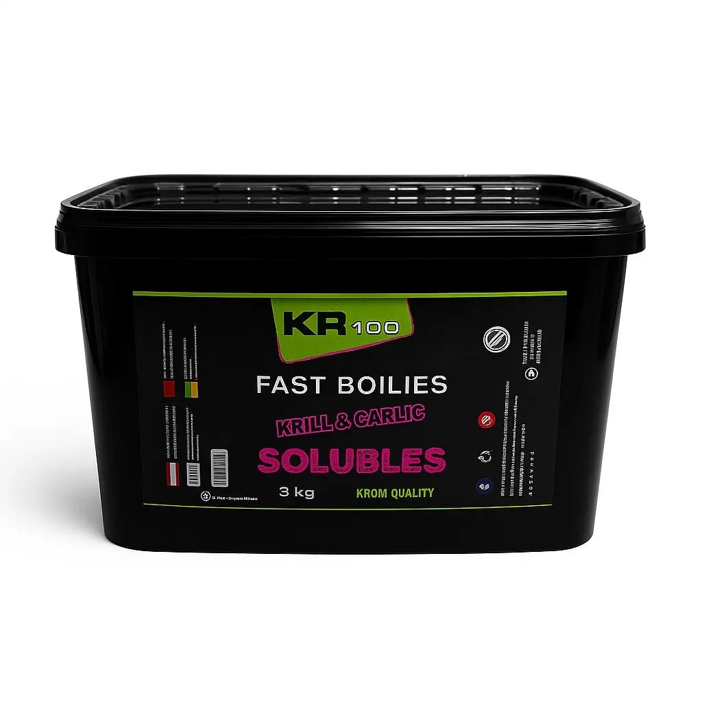 Boilies Solubles Krom Quality KR100 Krill & Garlic 16 mm 3KG - Tienda Carpfishing