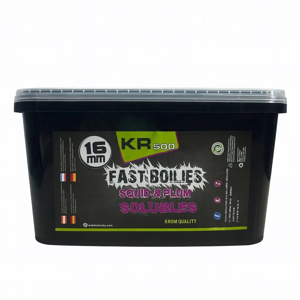 Boilies Solubles Krom Quality KR500 Squid & Plum 16 mm 3KG - Tienda Carpfishing
