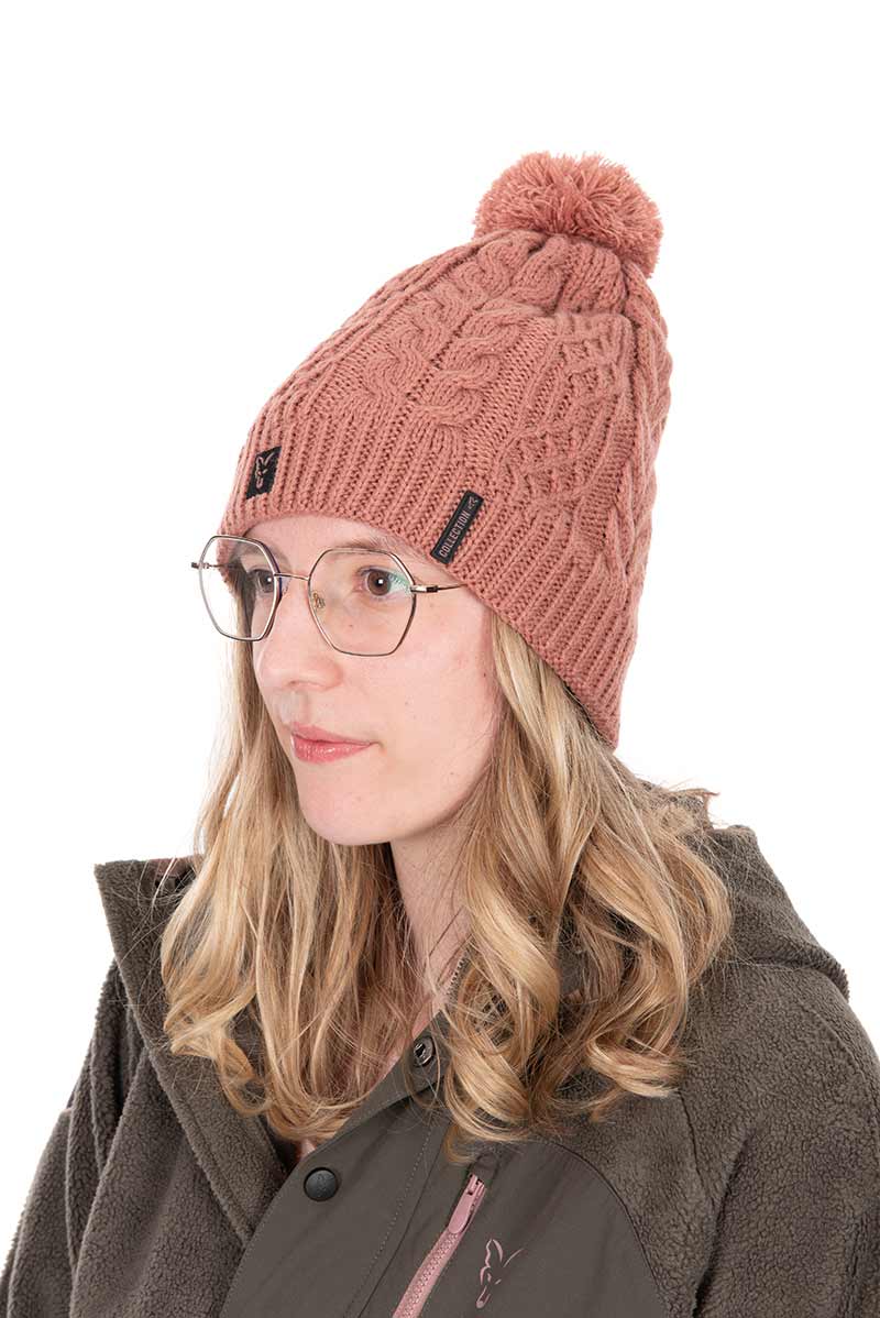 Gorro Fox Rosa con bola - Tienda Carpfishing