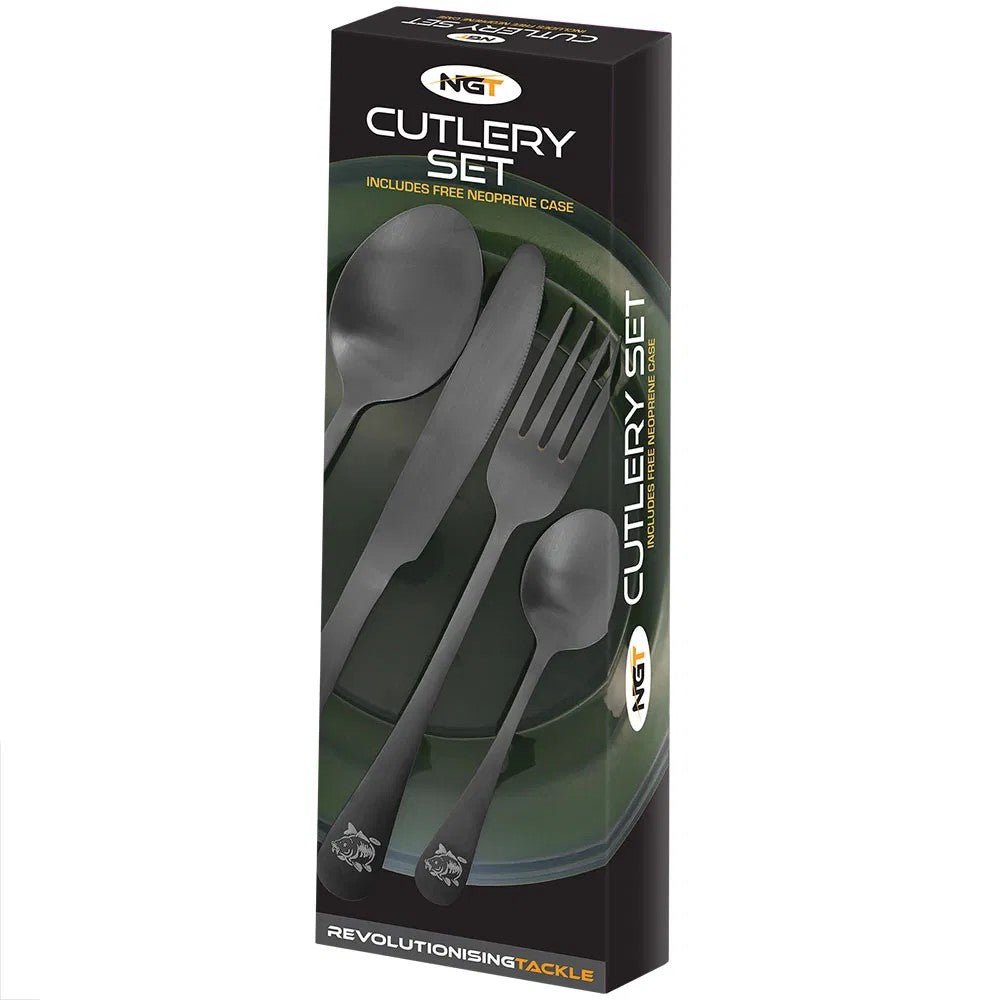 Juego de cubiertos NGT + funda de neopreno - Tienda Carpfishing
