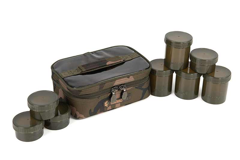 Macuto de 8 botes de cebo Fox Camolite - Tienda Carpfishing