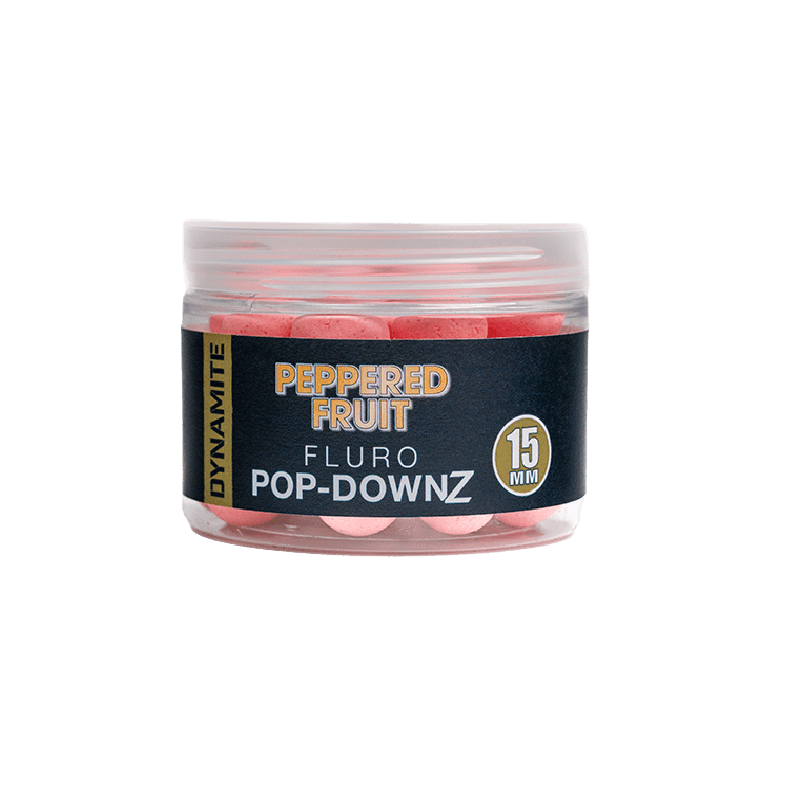 Pop Ups Dynamite Baits Peppered Fruit Fluoro 15 mm - Tienda Carpfishing