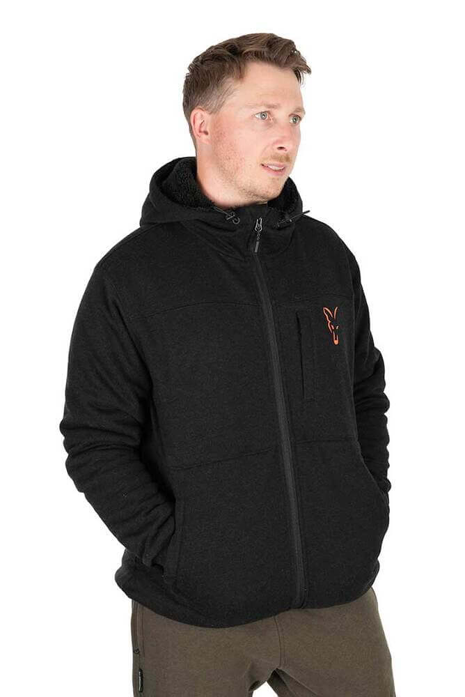 Sudadera Fox Sherpa Negra/Naranja - Tienda Carpfishing