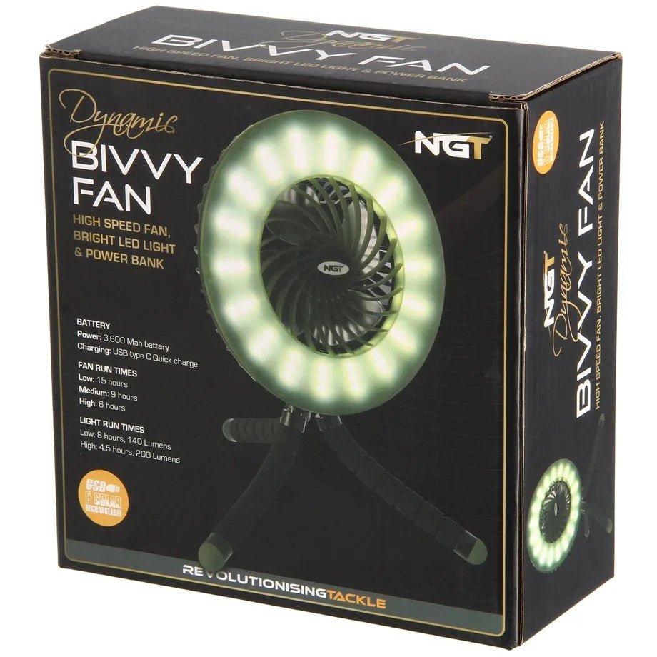 Ventilador NGT con luz para refugio - Tienda Carpfishing