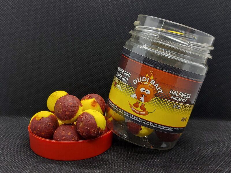Halfness Dudi Bait Mister Red Super Hot Piña 16 mm - Tienda Carpfishing