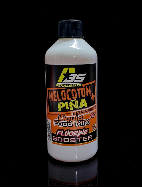 Remojo Booster Fluorine Peralbaits Melocotón Piña 500 ml - Tienda Carpfishing