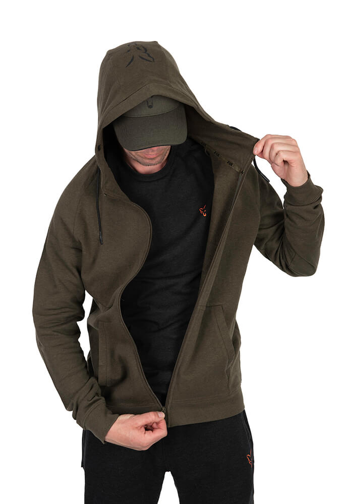 Sudadera Fox Collection LW Verde y Negra de cremallera - Tienda Carpfishing