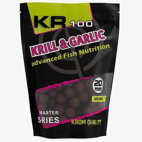 Boilies Solubles Krom Quality KR100 Krill & Garlic 20 mm 800G - Tienda Carpfishing