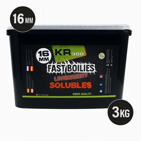 Boilies Solubles Krom Quality KR300 LiverBerry 16 mm 3KG - Tienda Carpfishing