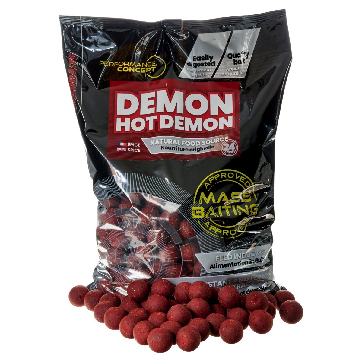Boilies Starbaits Mass Baiting Hot Demon 24 mm 3 kg - Tienda Carpfishing