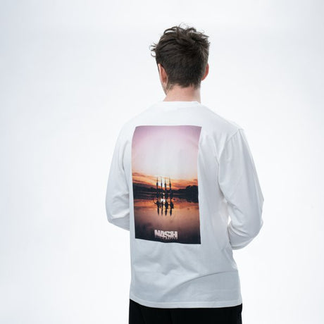 Camiseta Nash Make It Happen Sunset Blanca manga larga - Tienda Carpfishing
