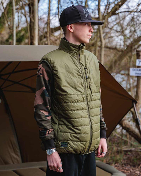 Chaleco sin mangas Fox Olive Verde - Tienda Carpfishing