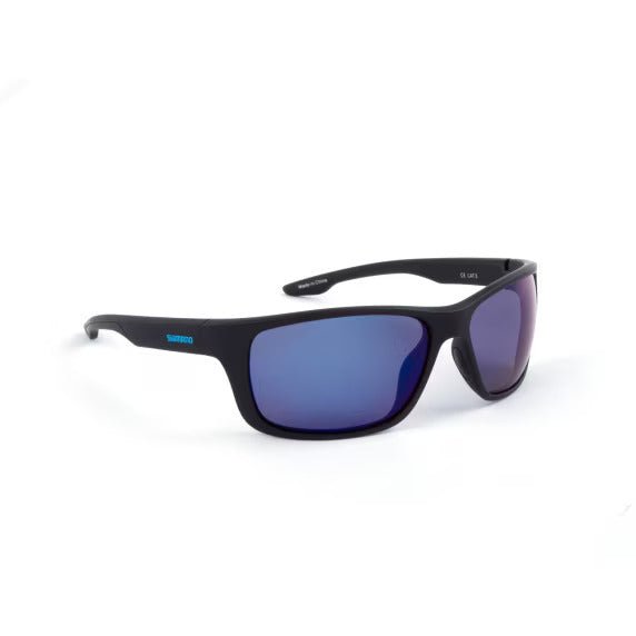 Gafas de sol polarizadas Shimano Antares Negro mate y Azul - Tienda Carpfishing