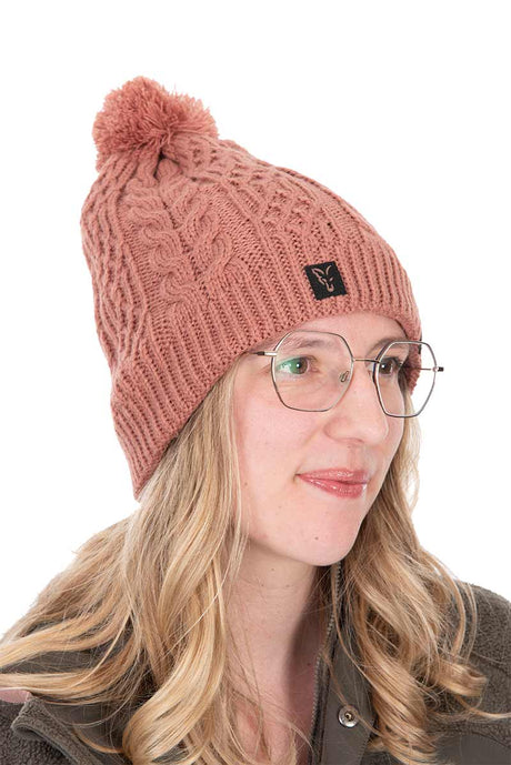 Gorro Fox Rosa con bola - Tienda Carpfishing