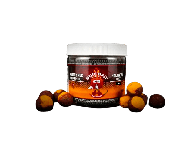 Halfness Dudi Bait Mister Red Super Hot Spicy Fish 14 mm - Tienda Carpfishing