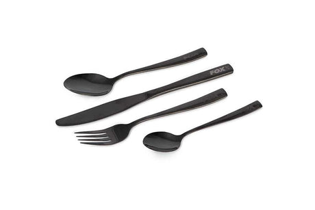 Juego de cubiertos Fox CookWare acero inoxidable negro - Tienda Carpfishing