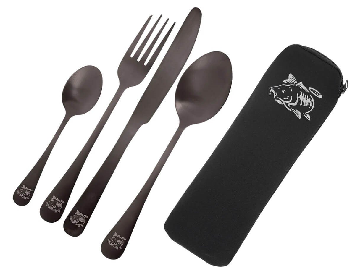 Juego de cubiertos NGT + funda de neopreno - Tienda Carpfishing