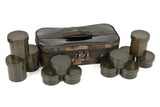 Macuto de 12 botes de cebo Fox Camolite - Tienda Carpfishing