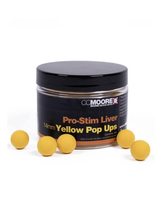 Pop ups Ccmoore Pro - Stim Liver Amarillo 14 mm - Tienda Carpfishing