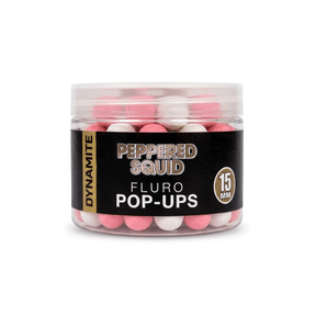 Pop Ups Dynamite Baits Peppered Squid Fluoro 15 mm - Tienda Carpfishing