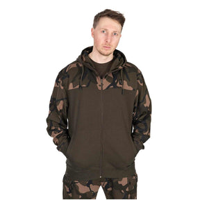 Sudadera Fox LW Caqui y Camo con capucha y cremallera - Tienda Carpfishing