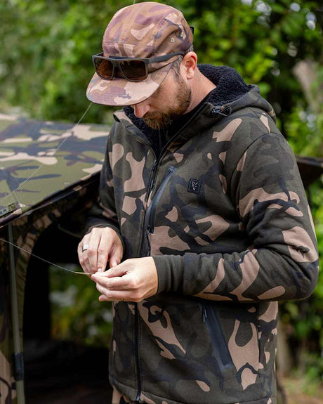 Sudadera Fox Prem Sherpa con capucha y cremallera - Tienda Carpfishing