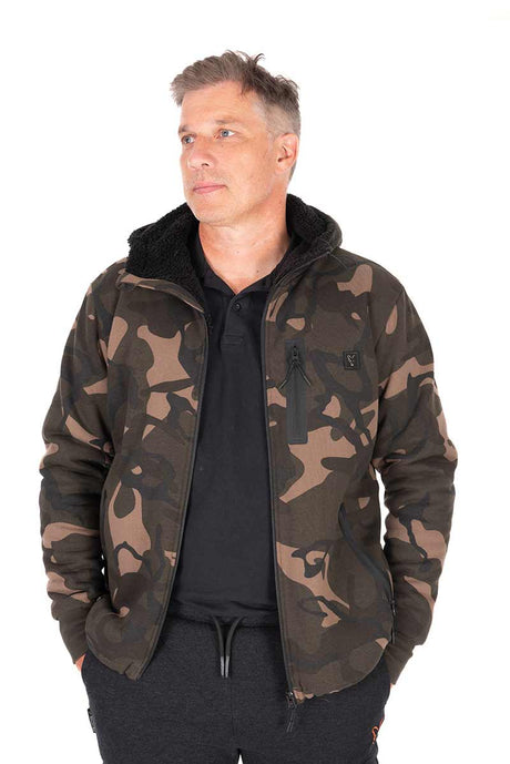 Sudadera Fox Prem Sherpa con capucha y cremallera - Tienda Carpfishing