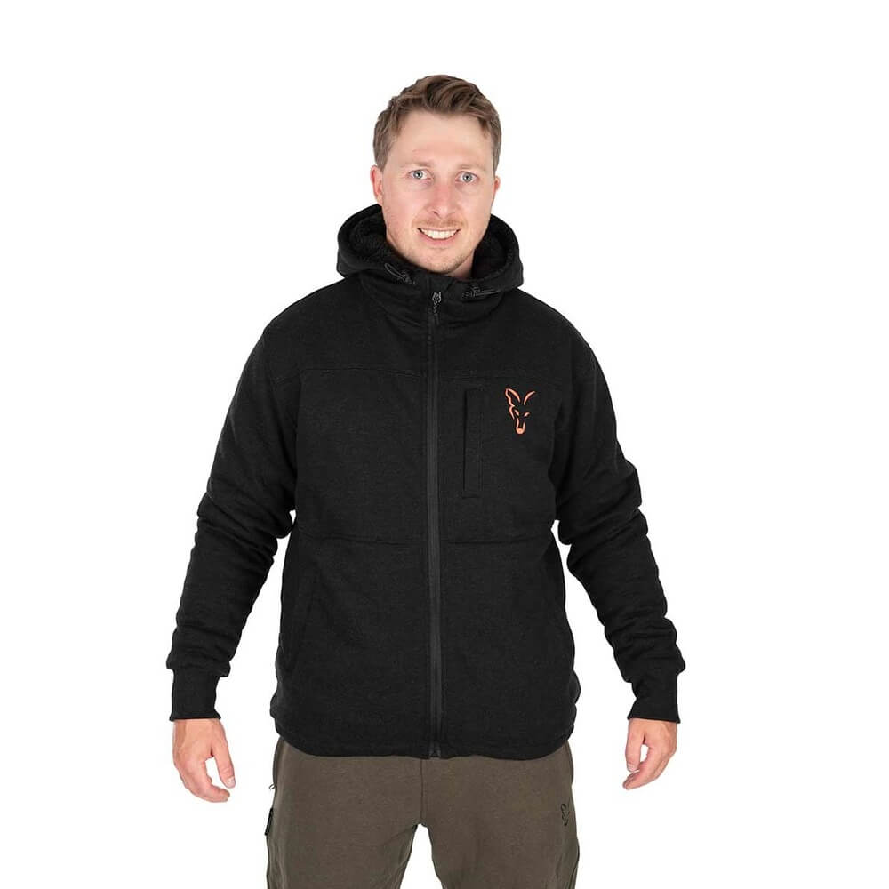 Sudadera Fox Sherpa Negra/Naranja - Tienda Carpfishing