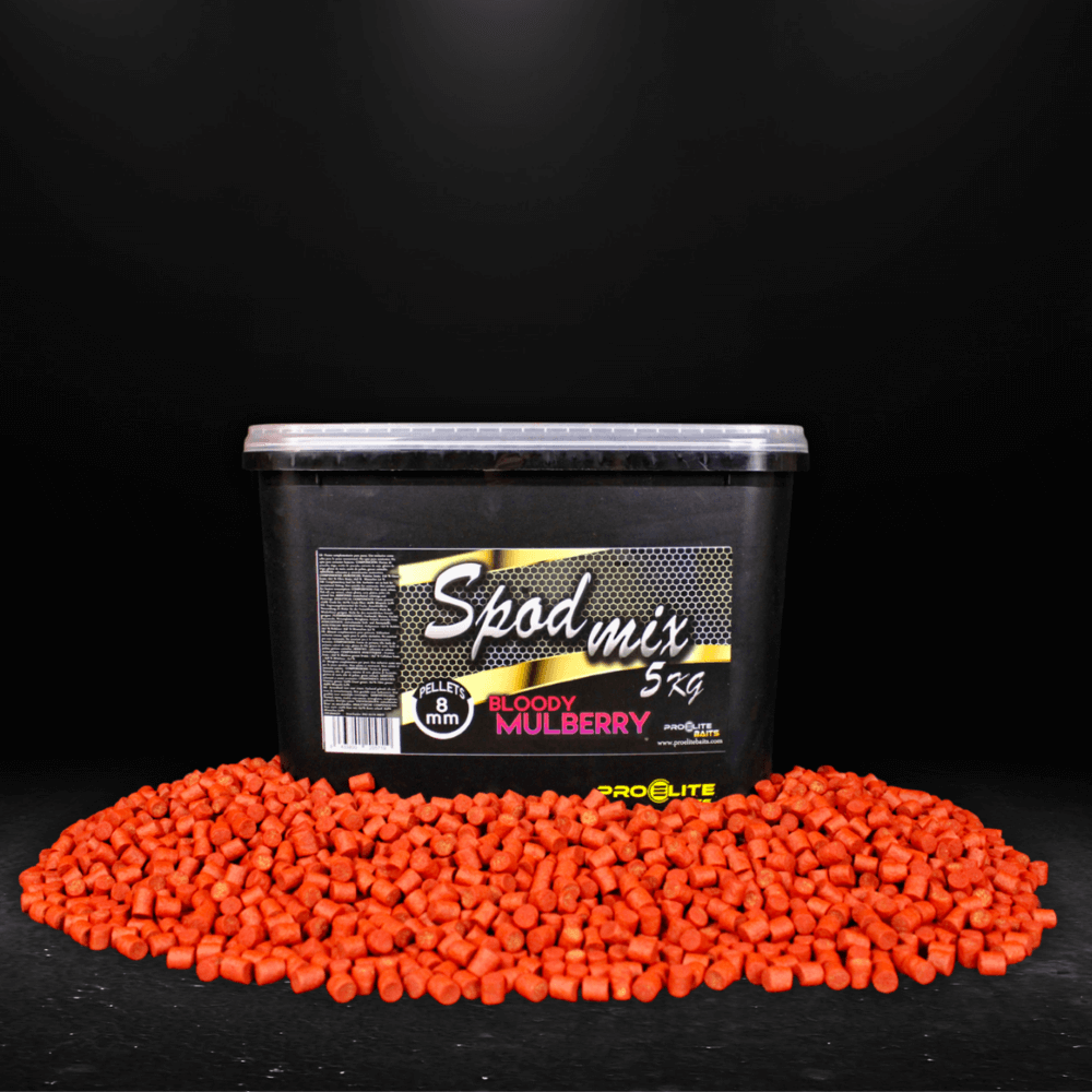 Cubo Pellets Spod Mix Pro Elite Baits Gold Bloody Mulberry 8 mm 5 kg - Tienda Carpfishing