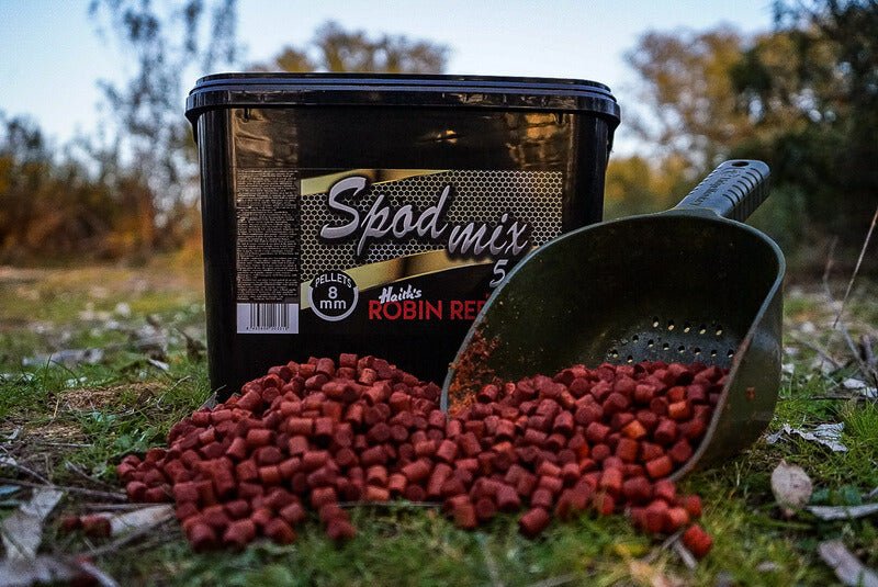 Cubo Pellets Spod Mix Pro Elite Baits Gold Robin Red 8 mm 5 kg - Tienda Carpfishing