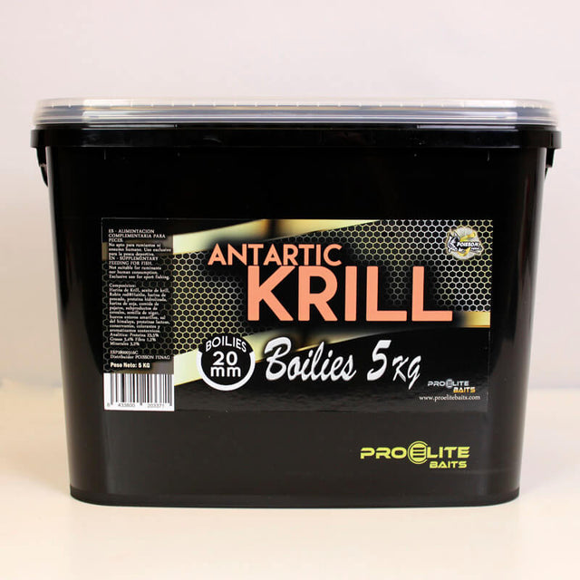 Cubo Pro Elite Baits Boilies Gold Antartic Krill 5 kg – 20 mm - Tienda Carpfishing