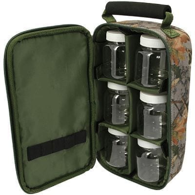 Macuto con botes para cebos NGT camuflaje - Tienda Carpfishing