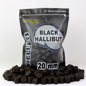 Pellets Taladrados Pro Elite Baits Black Halibut 20 mm - Tienda Carpfishing