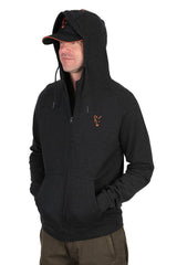Sudadera Fox Collection LW Negra y Naranja de cremallera - Tienda Carpfishing