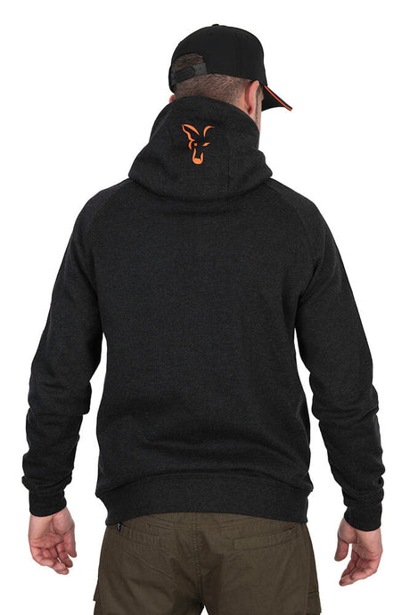 Sudadera Fox Collection LW Negra y Naranja de cremallera - Tienda Carpfishing