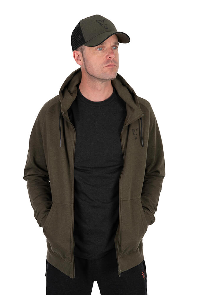 Sudadera Fox Collection LW Verde y Negra de cremallera - Tienda Carpfishing