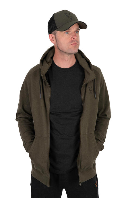 Sudadera Fox Collection LW Verde y Negra de cremallera - Tienda Carpfishing