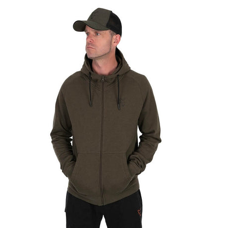 Sudadera Fox Collection LW Verde y Negra de cremallera - Tienda Carpfishing