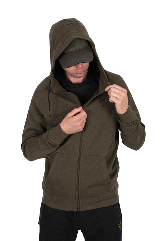 Sudadera Fox Collection LW Verde y Negra de cremallera - Tienda Carpfishing